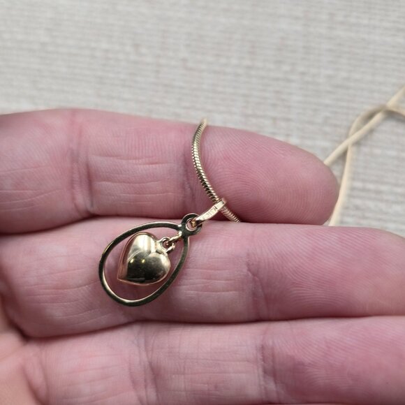 18 Inch Gold Over Sterling Silver Floating Heart Pendant Necklace A6170 - Picture 5 of 8